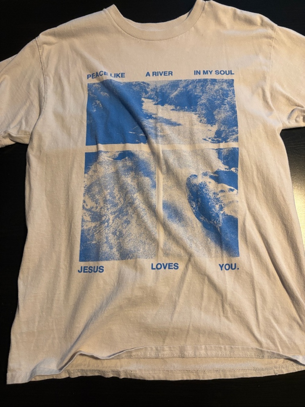 Graphic Blue & White Short Sleeve Tee - Jesus Loves You